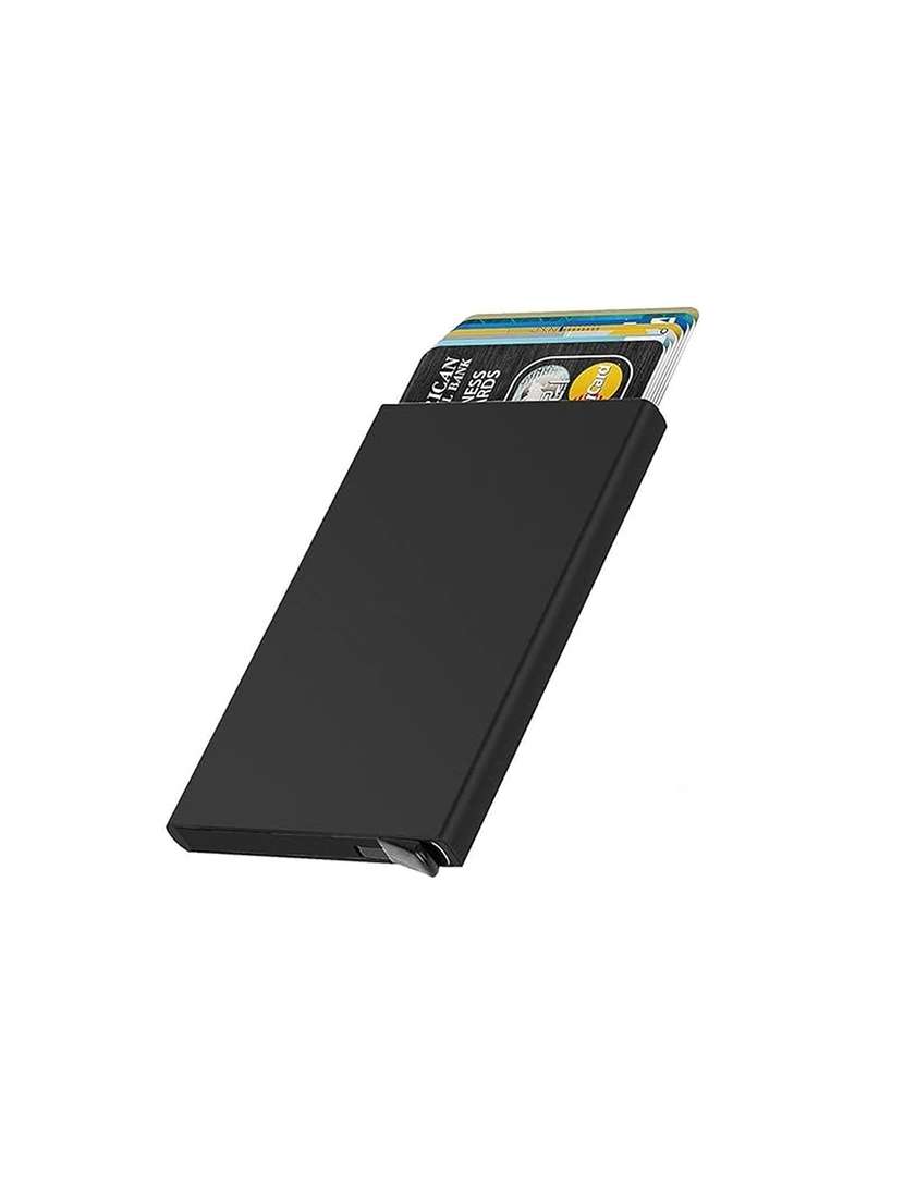 black metal card holder wallet
