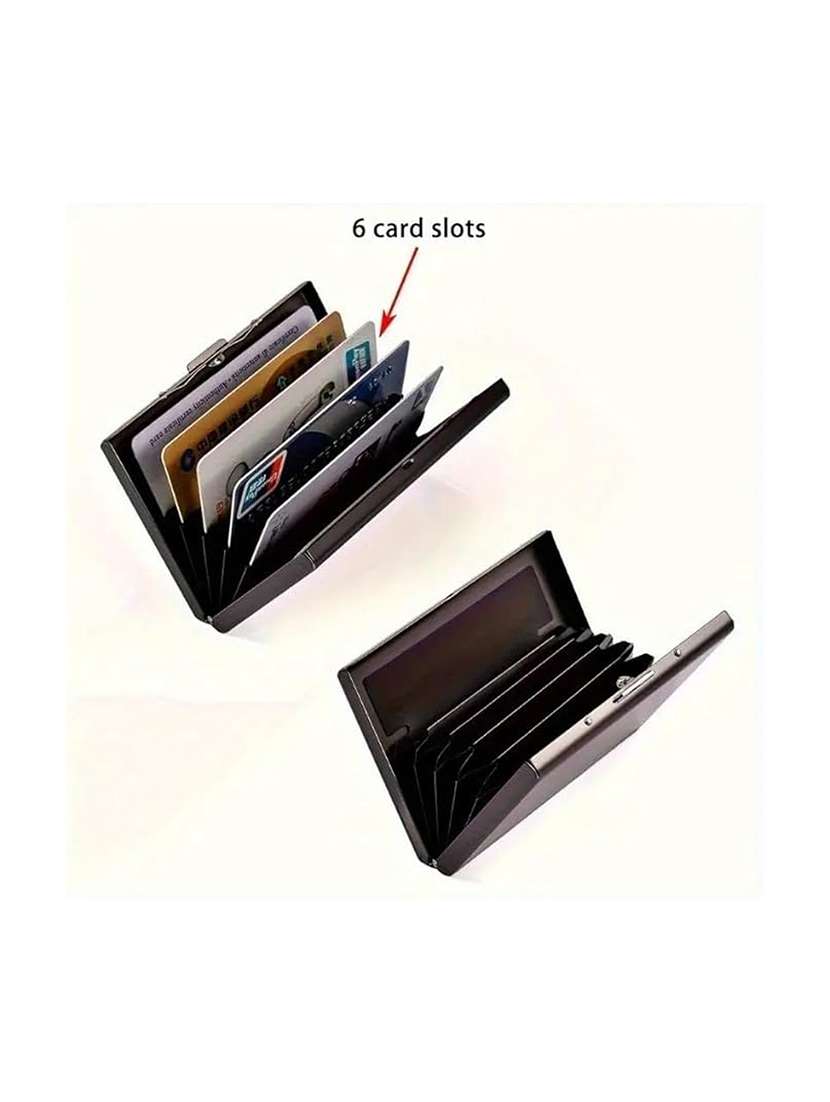 black metal card holder wallet with 5 card slots - 22567724 -  Standard Image - 3