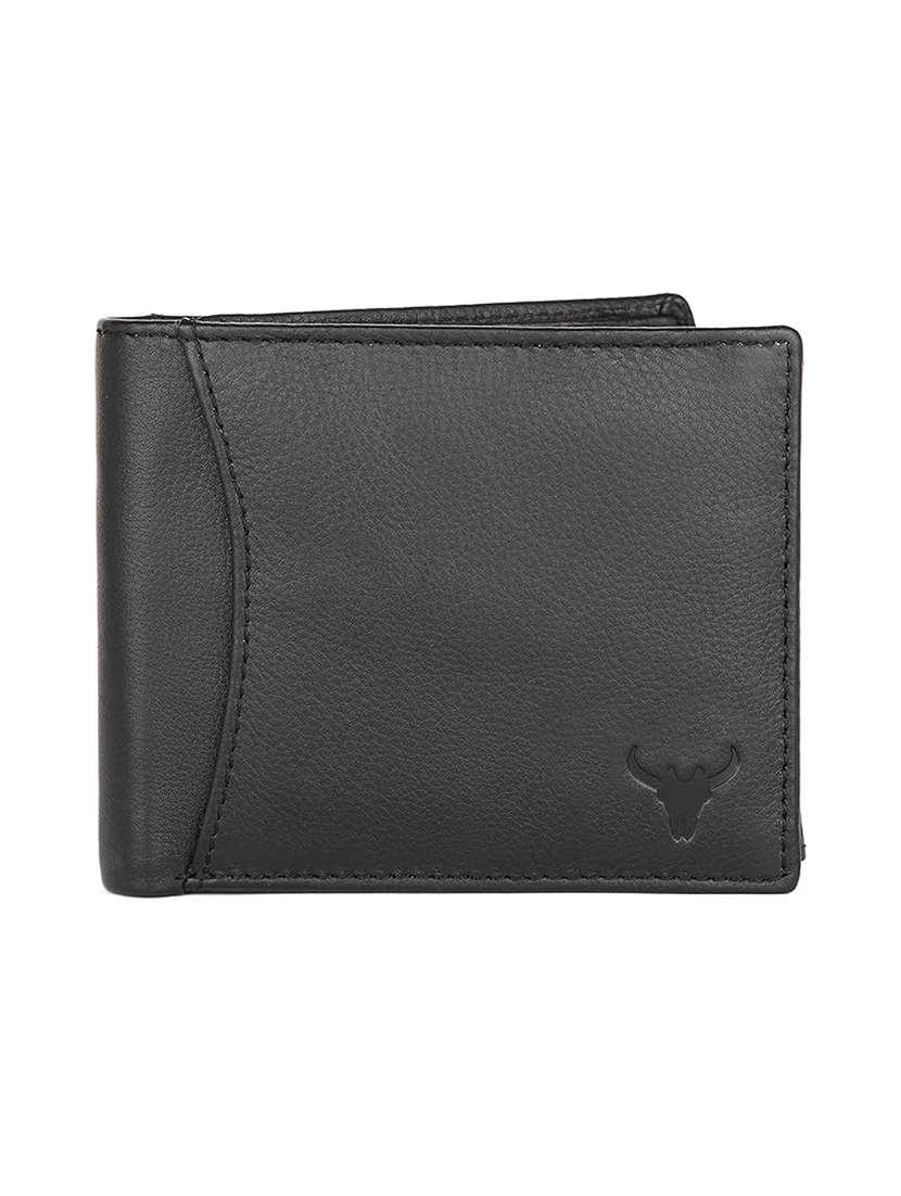 bi-fold black leather wallet with card slots