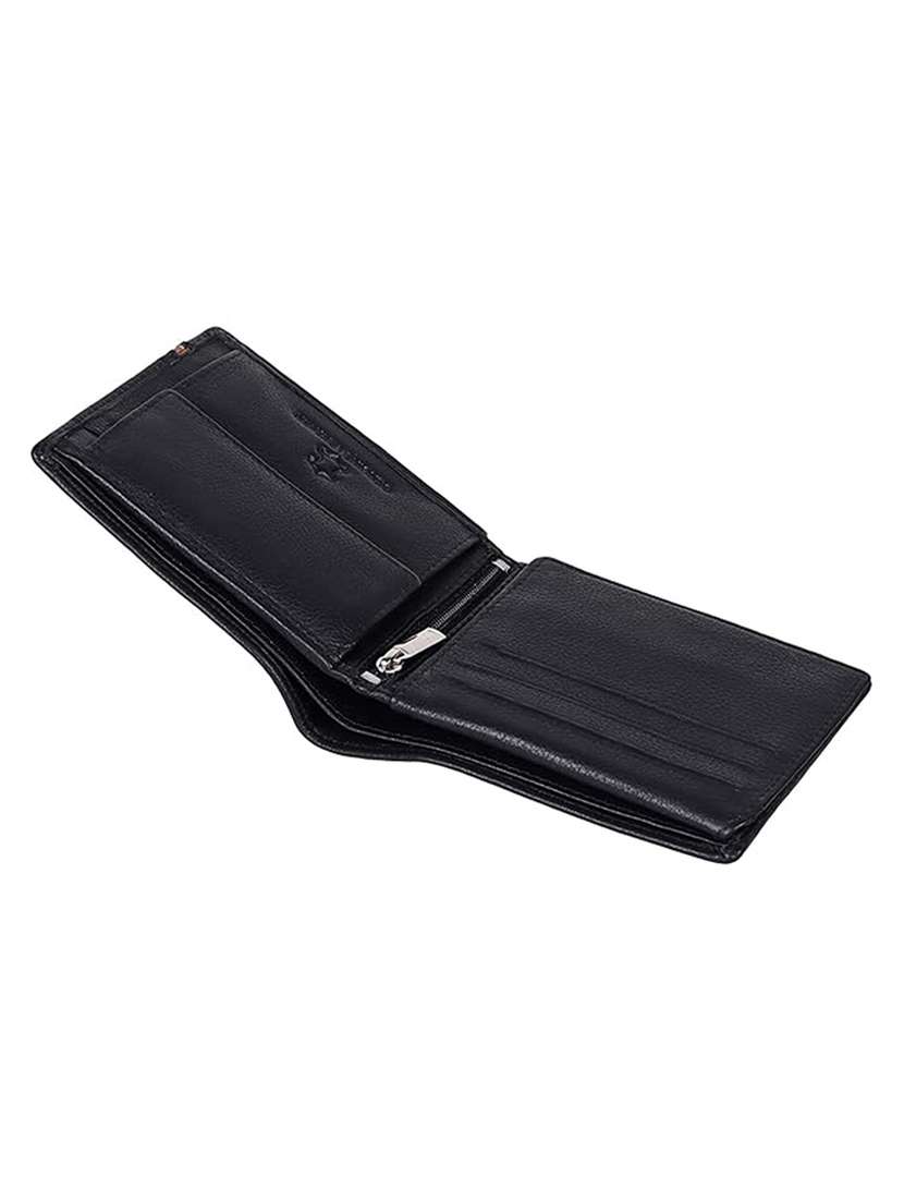 Black Leather Bi-fold Wallet With Orange Accent - 22567730 -  Standard Image - 3