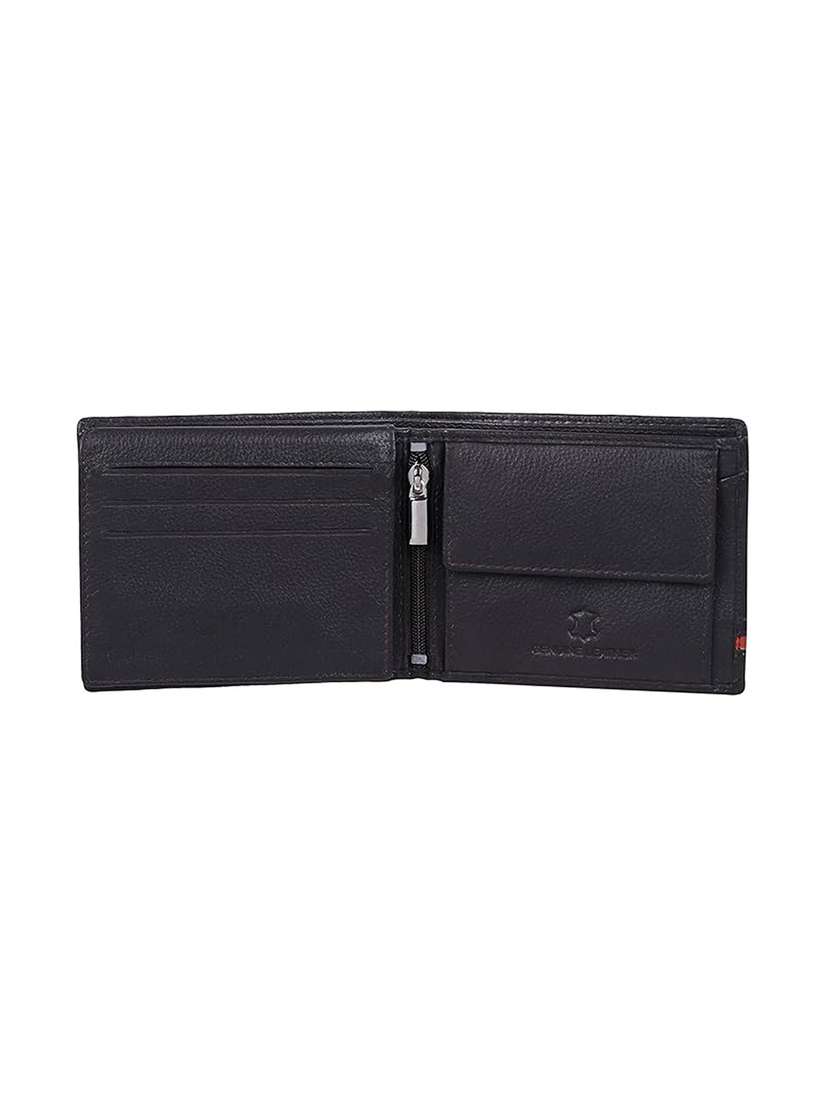 Bi-fold Black Leather Wallet With Card Slots And Zip Pocket - 22567731 -  Standard Image - 3