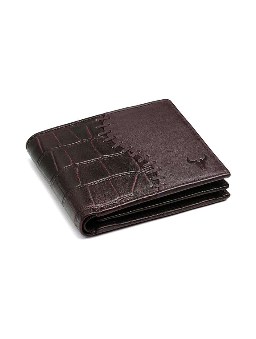 red leather bi-fold wallet with card slots