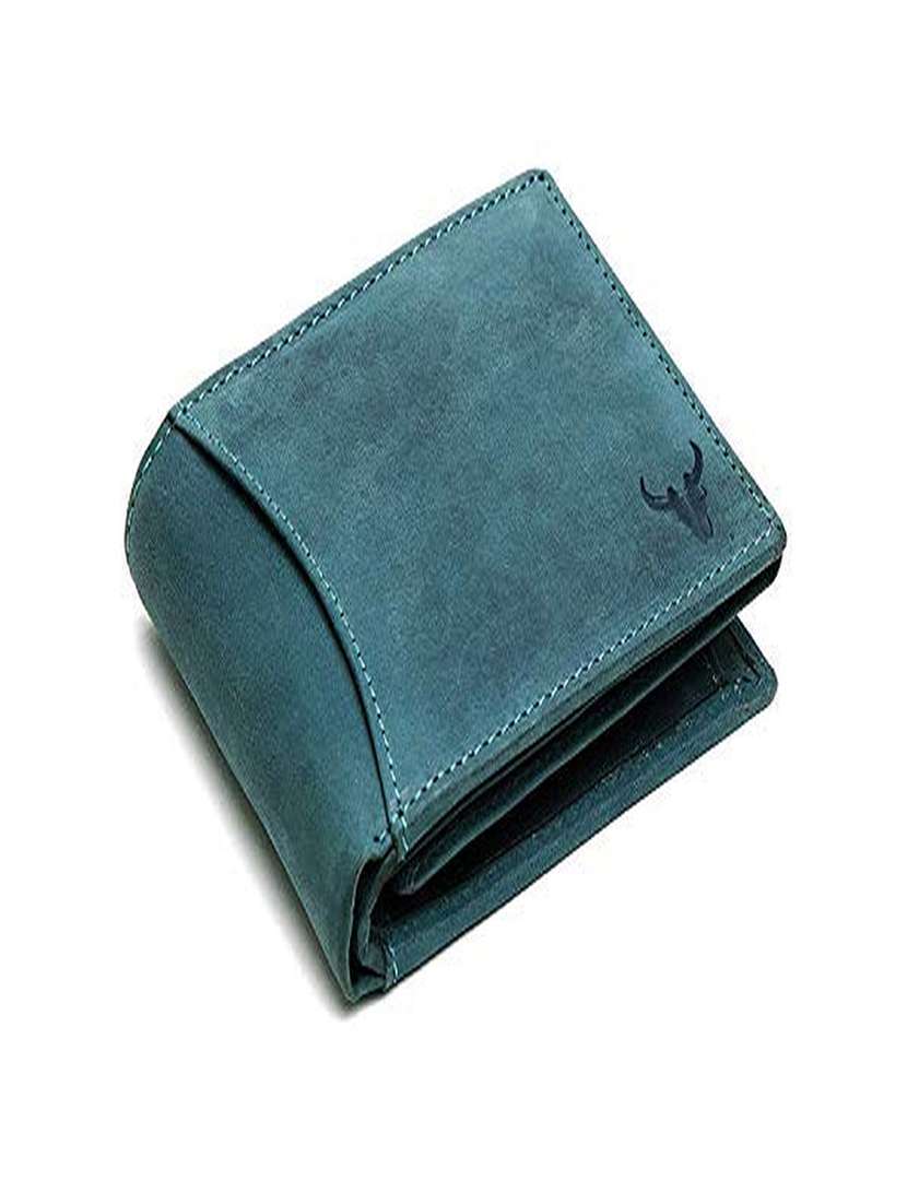 genuine leather bi-fold wallet with snap closure