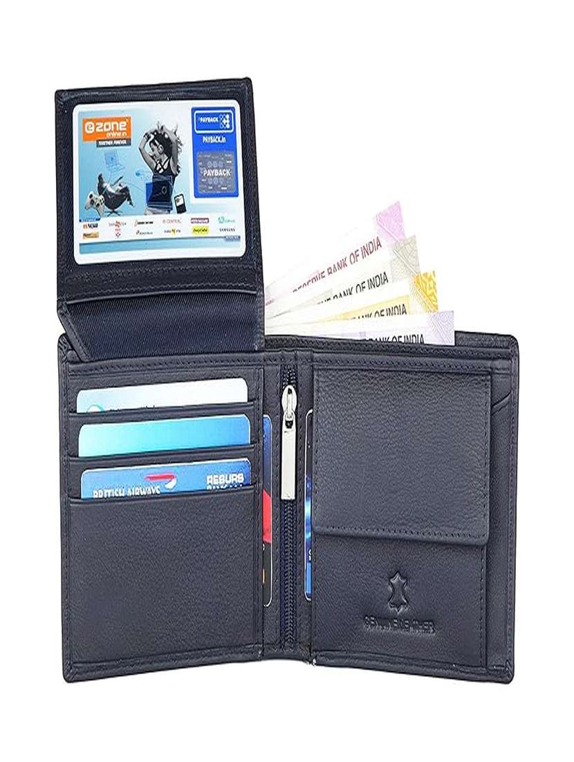 navy blue leather bi-fold wallet with card slots - 22567775 -  Standard Image - 3