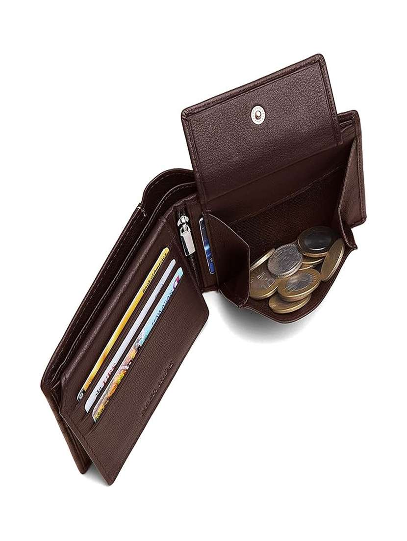 Brown Leather Wallet With Snap Button Closure - 22567776 -  Standard Image - 3