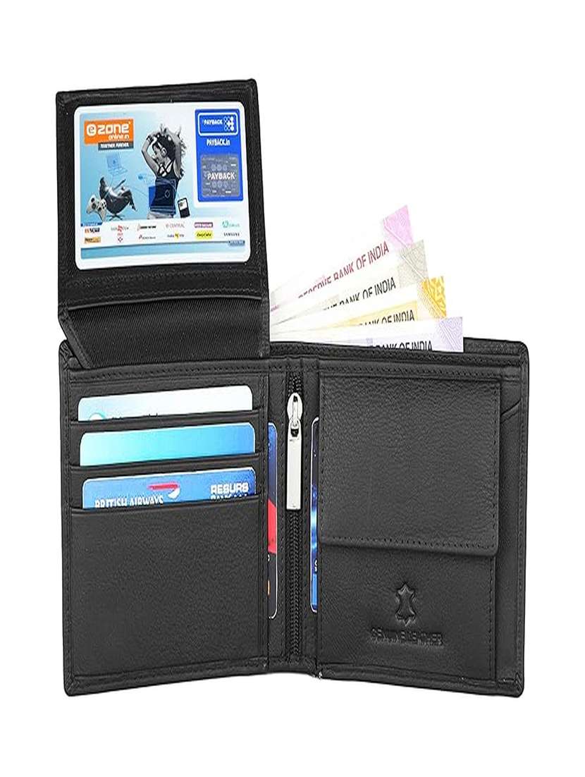 Bi-fold Black Leather Wallet With Zip Closure - 22567777 -  Standard Image - 3
