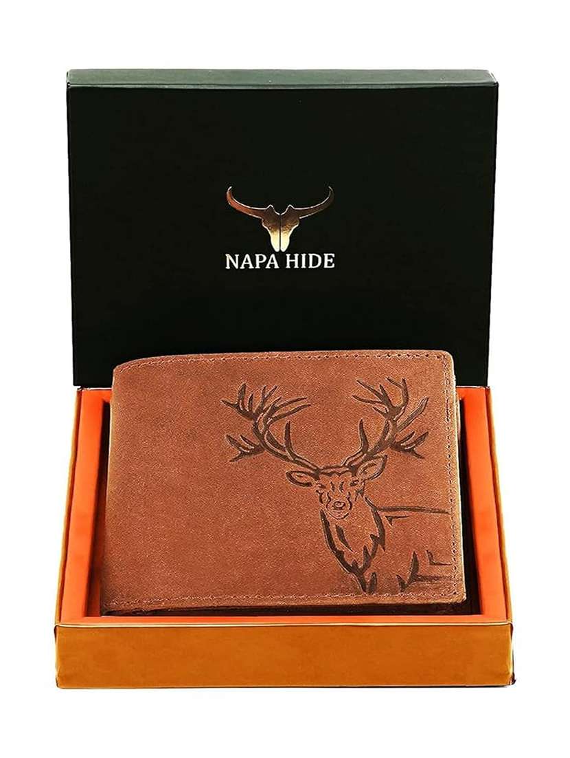 tan leather wallet with stag print - 22567783 -  Standard Image - 3