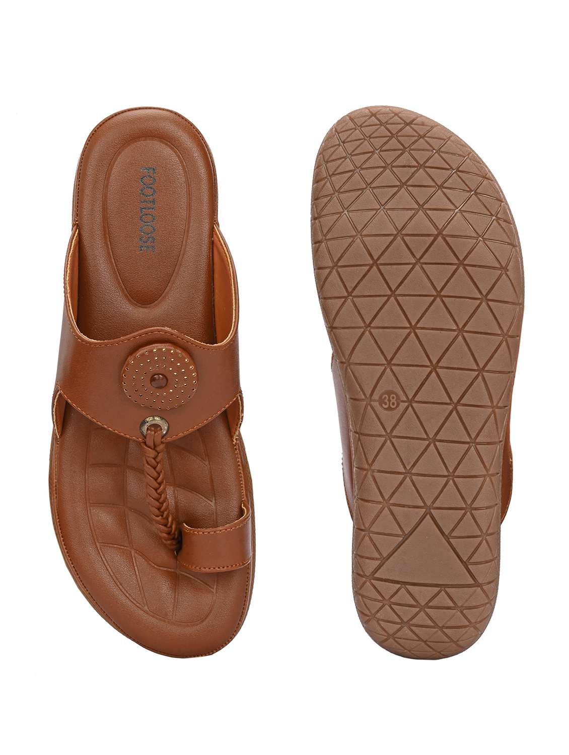 women tan toe separator kolhapuri - 22567808 -  Standard Image - 5
