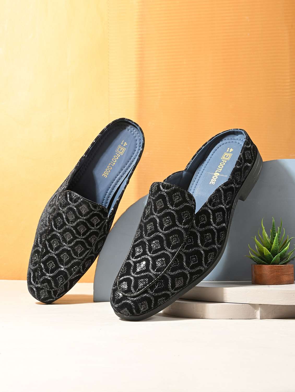 men black slip on mule