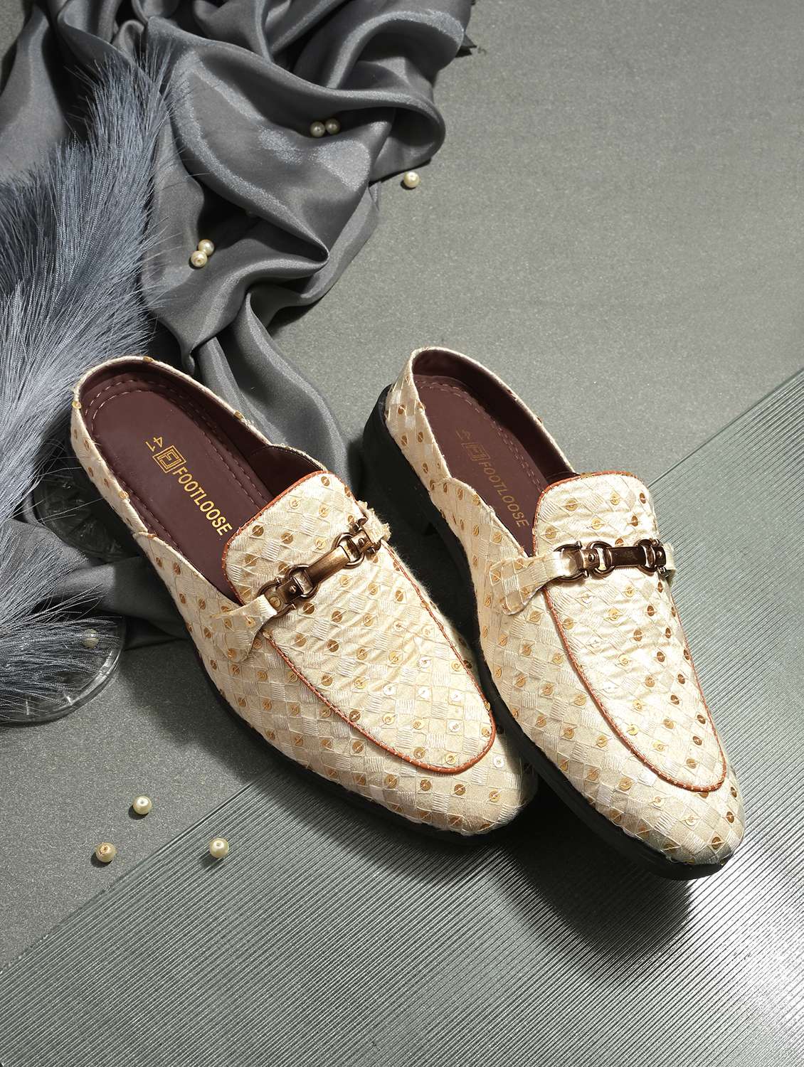 men beige slip on mule