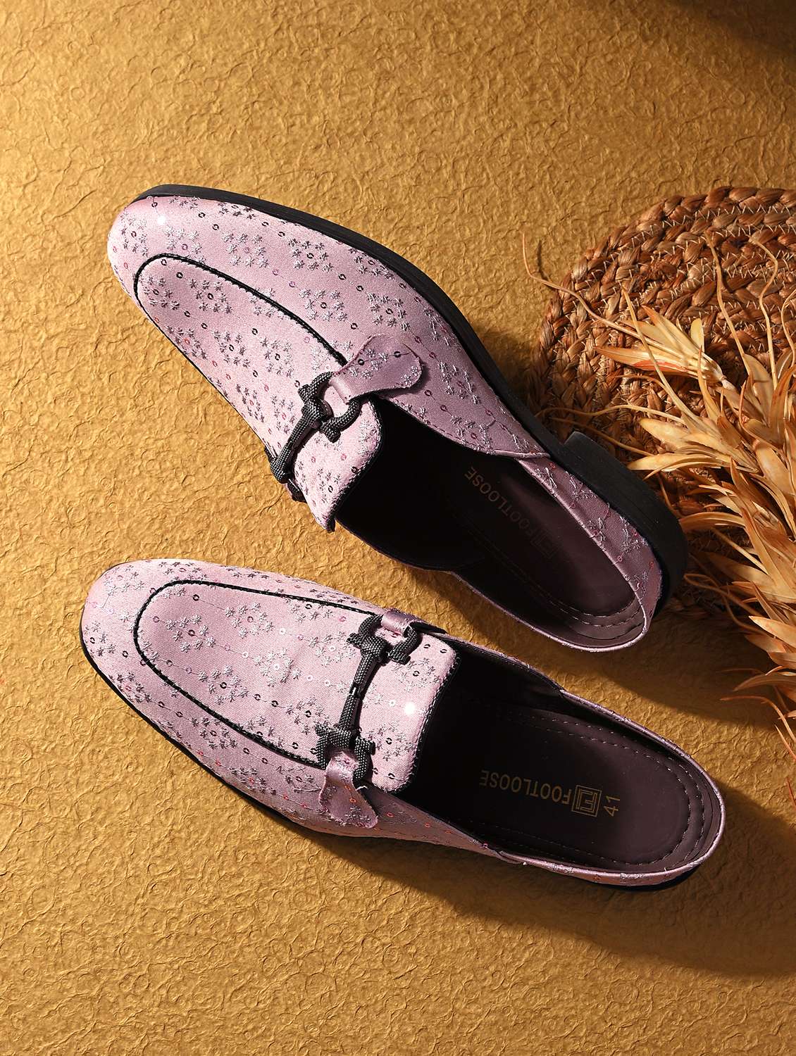 men purple slip on mule