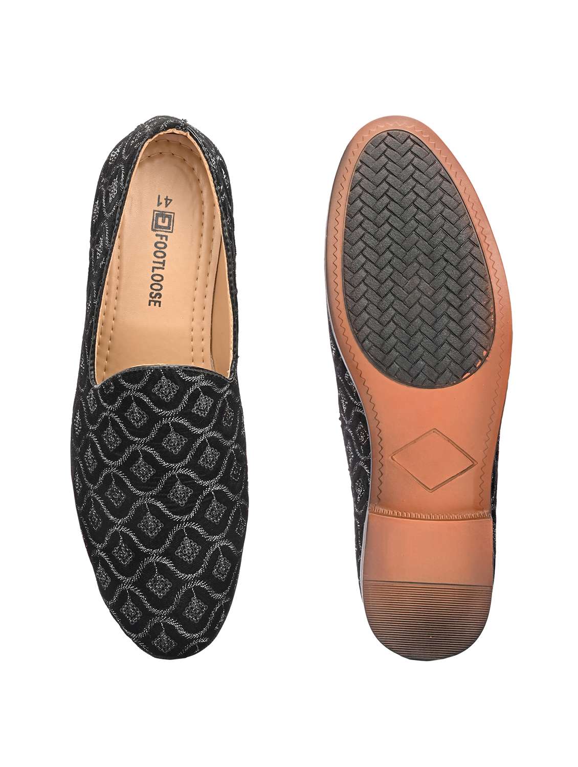 Men Black Slip On Mojari - 22567819 -  Standard Image - 5