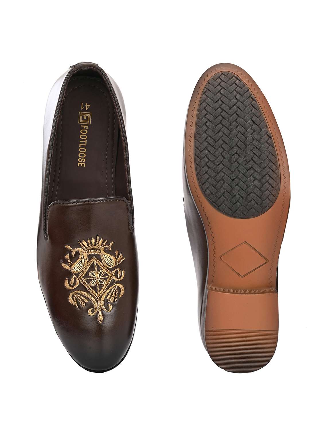 men brown slip on mojari - 22567820 -  Standard Image - 5