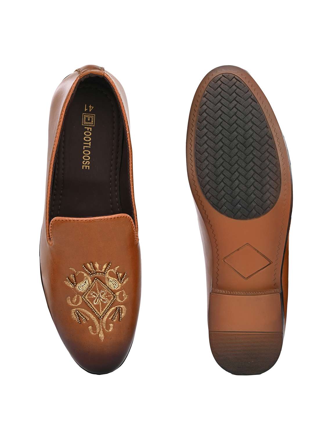 men tan slip on mojari - 22567821 -  Standard Image - 5