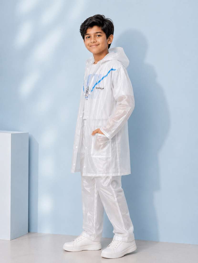 unisex solid long sleeves rain suit - 22567840 -  Standard Image - 3