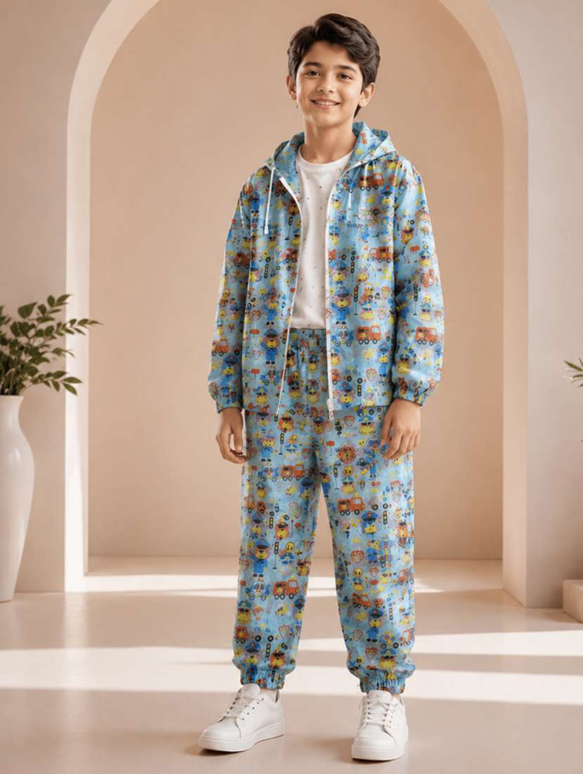 unisex printed long sleeves rain suit