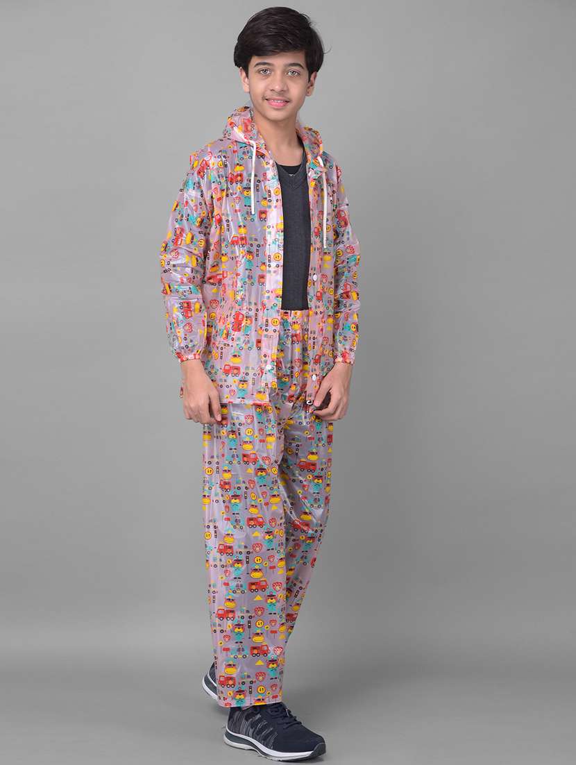 unisex printed long sleeves rain suit