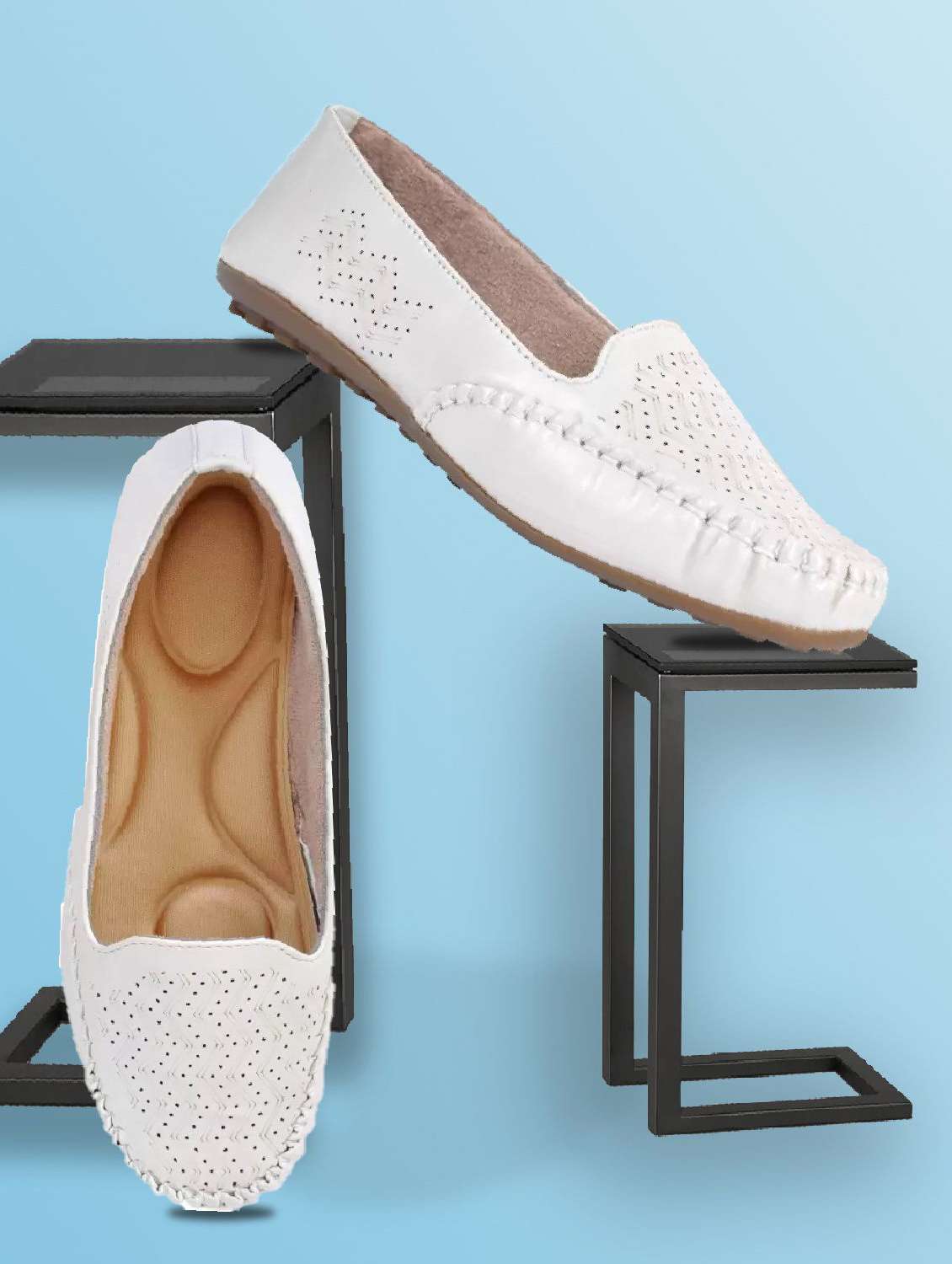 women textured slip on ballerina