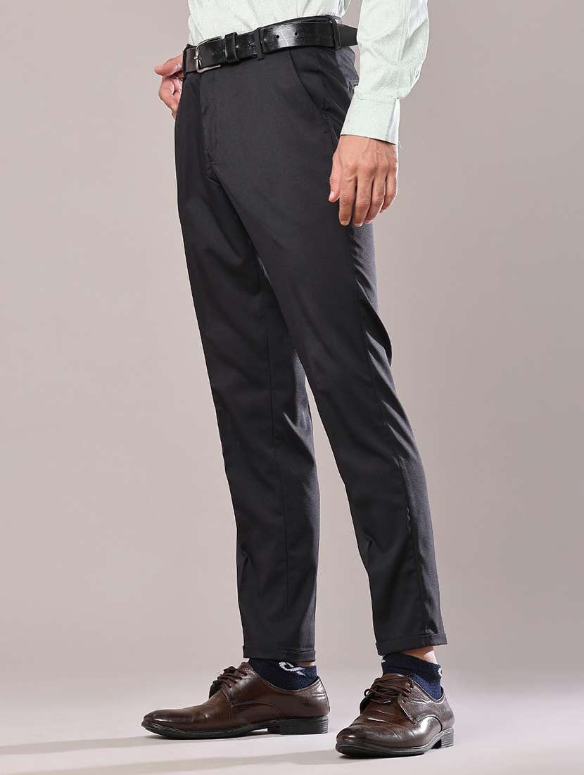 Men Solid Mid Rise Flat Front Formal Trouser - 22568470 -  Standard Image - 3