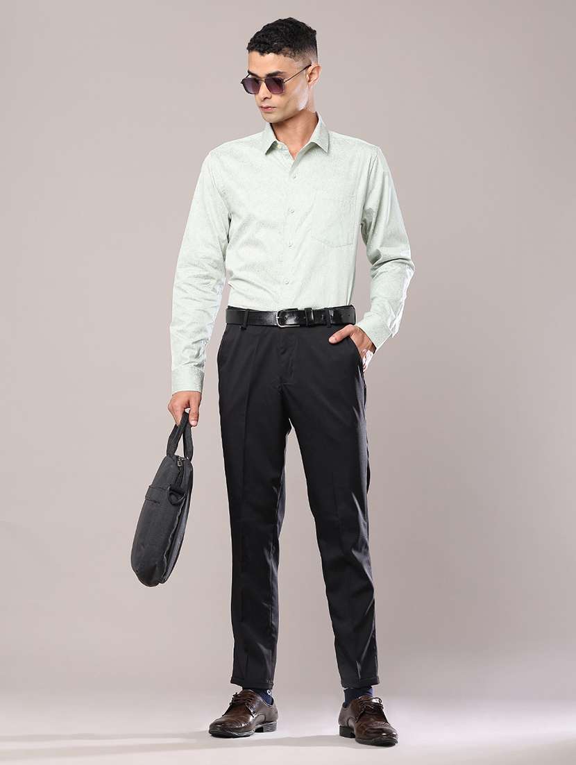 Men Solid Mid Rise Flat Front Formal Trouser - 22568470 -  Standard Image - 5