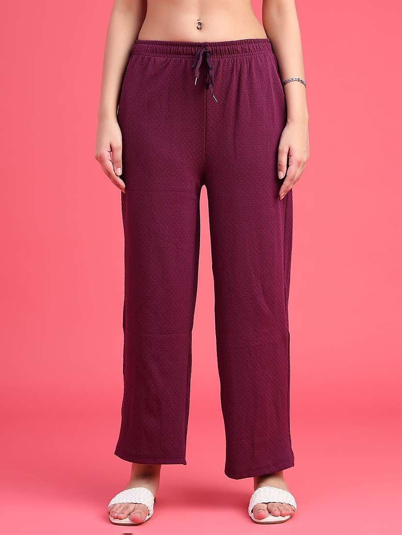 women self design mid rise straight trouser