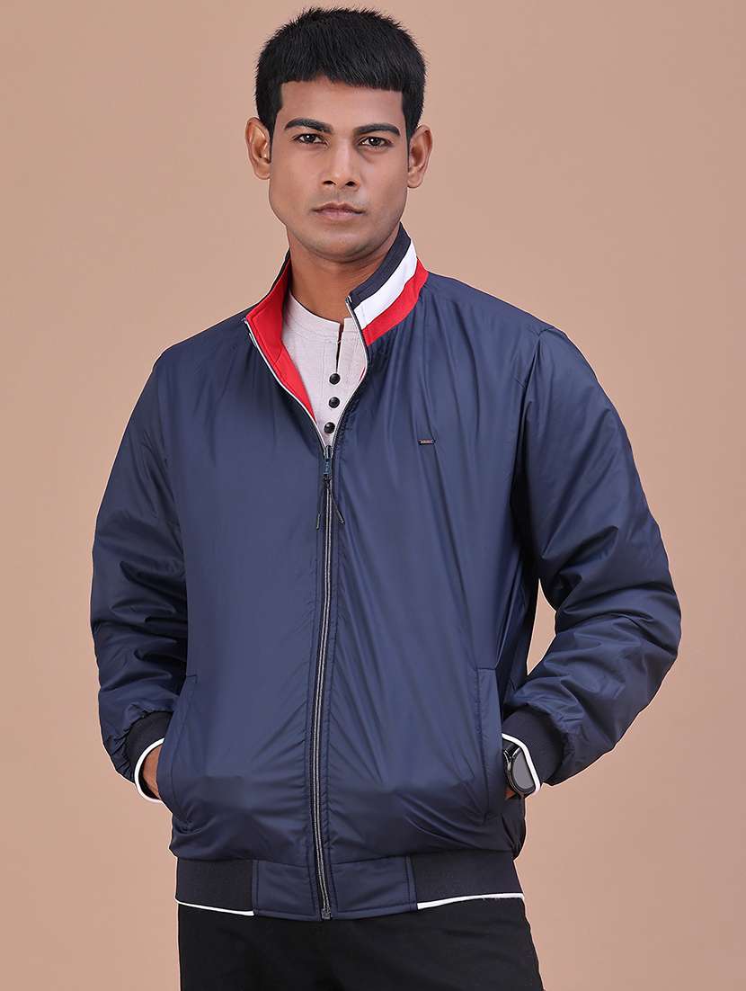 Men Solid Long Sleeves Reversible Bomber Jacket - 22568651 -  Standard Image - 3