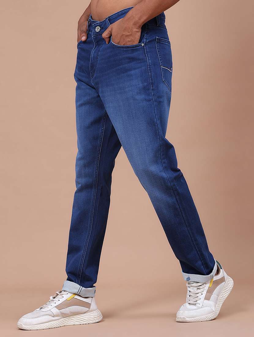 Men Washed Mid Rise Full Length Tapered Jeans - 22568681 -  Standard Image - 3