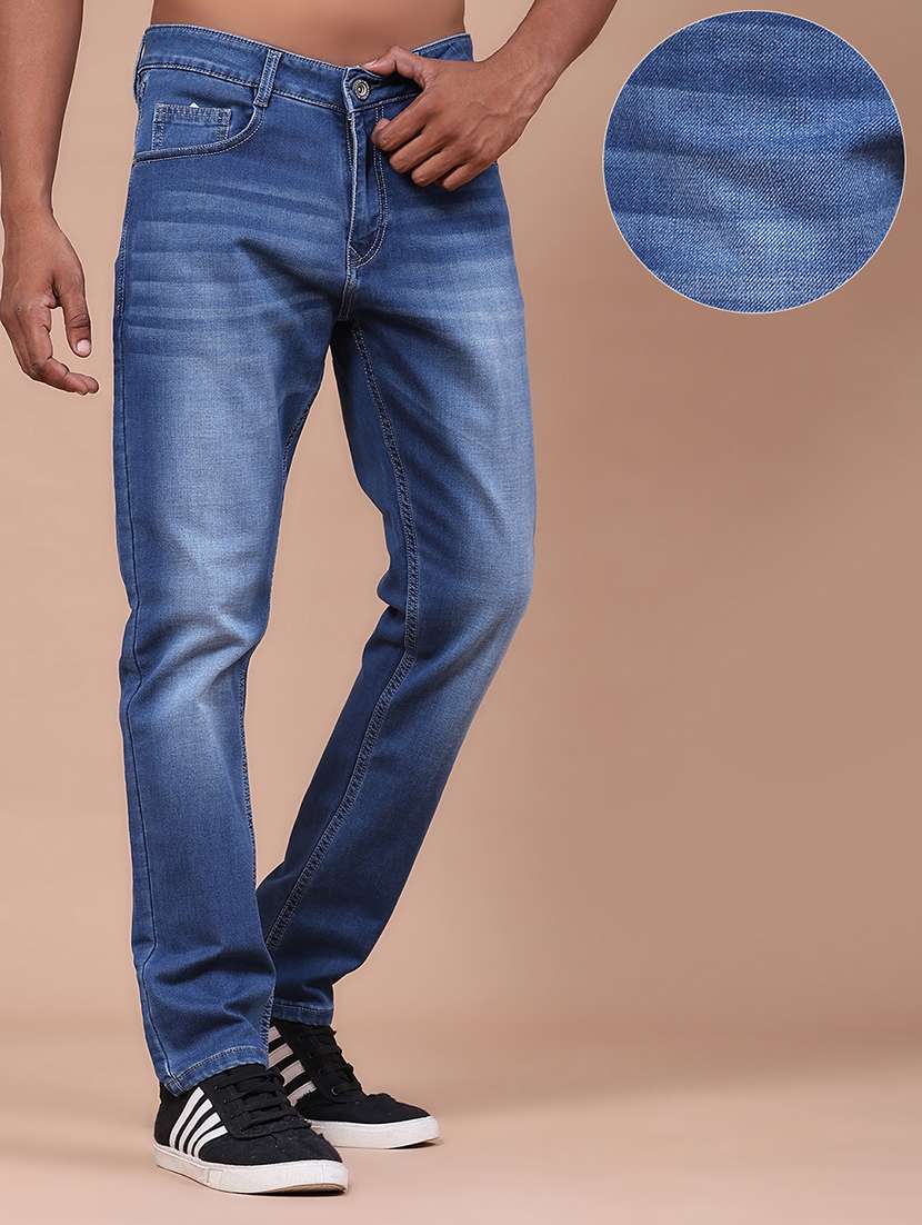 Men Washed Mid Rise Full Length Straight Jeans - 22568694 -  Standard Image - 3