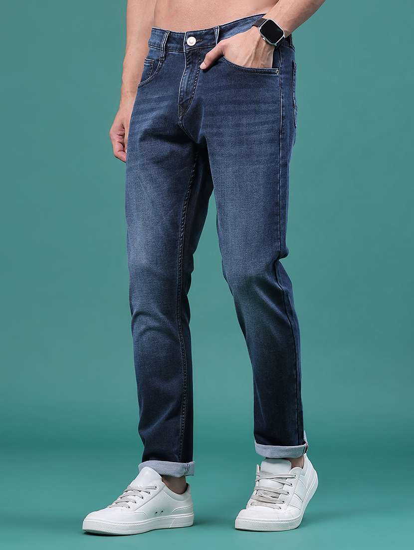 Men Washed Mid Rise Full Length Slim Fit Jeans - 22568702 -  Standard Image - 3