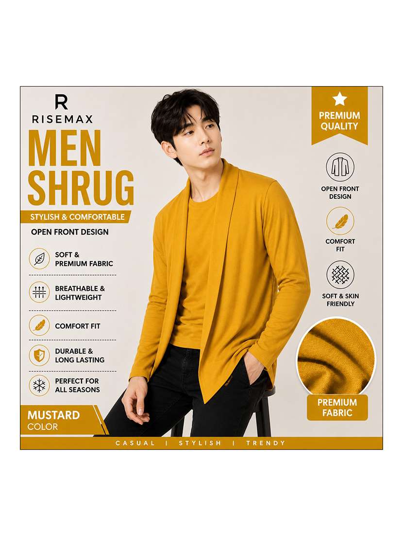 men solid long sleeves shrug - 22568708 -  Standard Image - 3