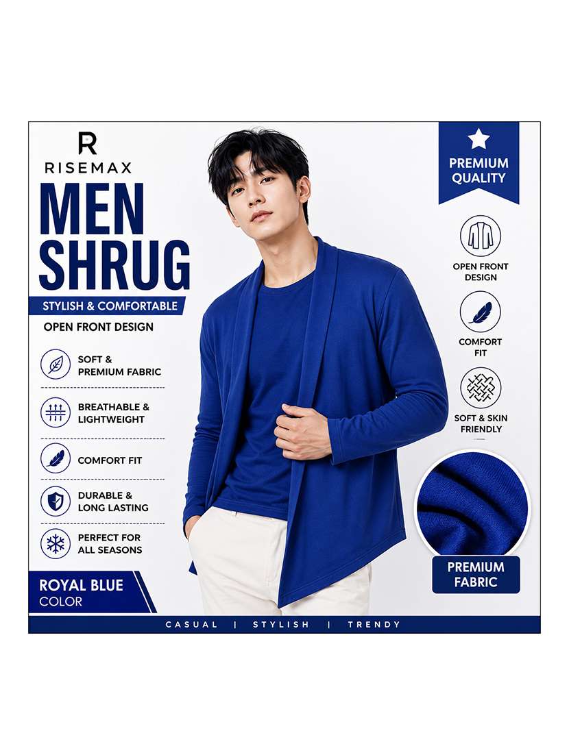 men solid long sleeves shrug - 22568711 -  Standard Image - 3
