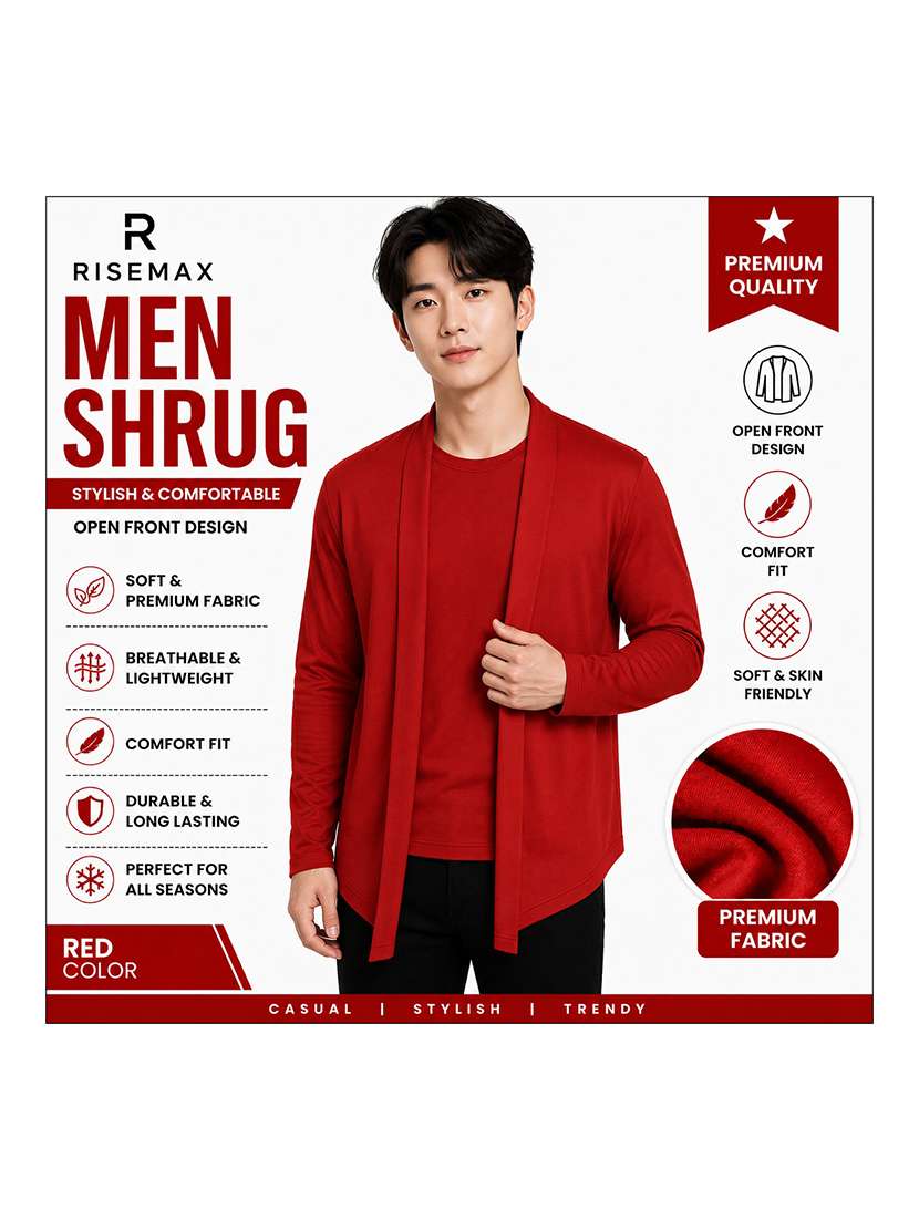 men solid long sleeves shrug - 22568712 -  Standard Image - 3