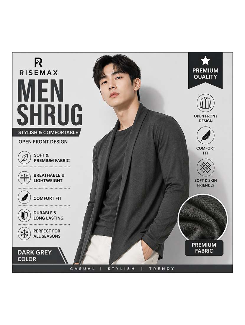 men solid long sleeves shrug - 22568713 -  Standard Image - 3