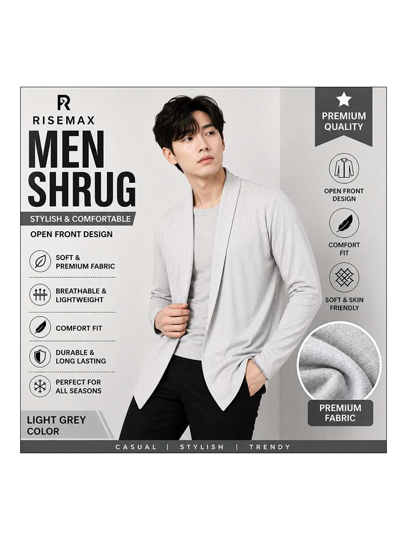 men solid long sleeves shrug - 22568714 -  Standard Image - 3