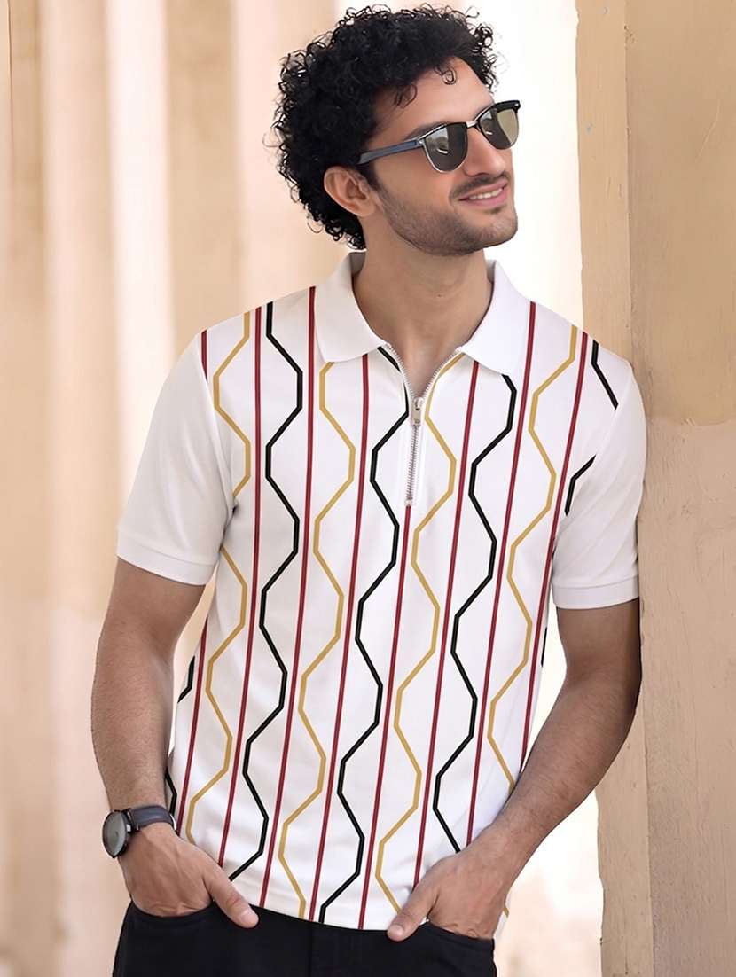 men printed short sleeves polo t-shirt