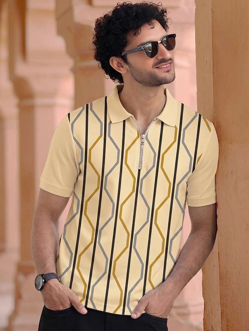 men printed short sleeves polo t-shirt
