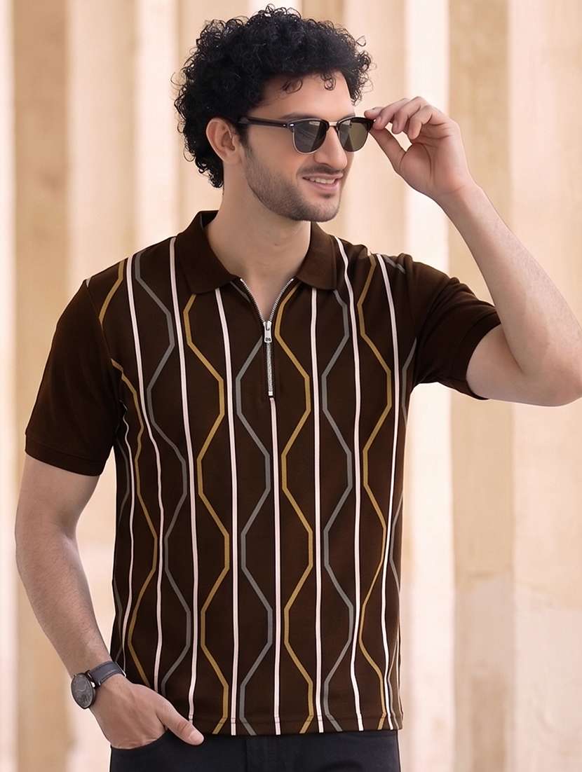 men printed short sleeves polo t-shirt