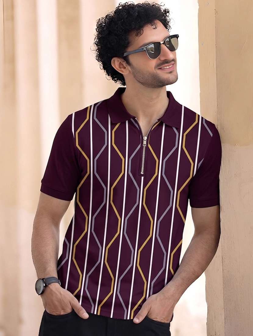 men printed short sleeves polo t-shirt