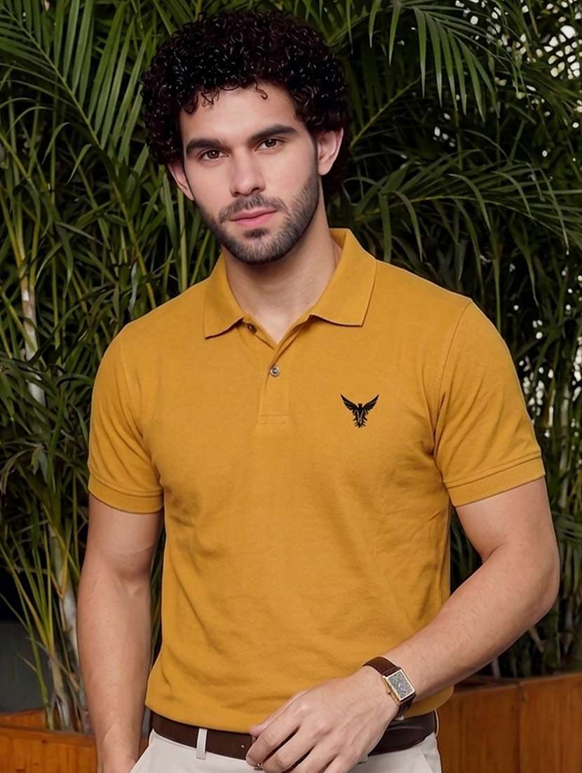 men solid short sleeve regular fit polo t-shirt