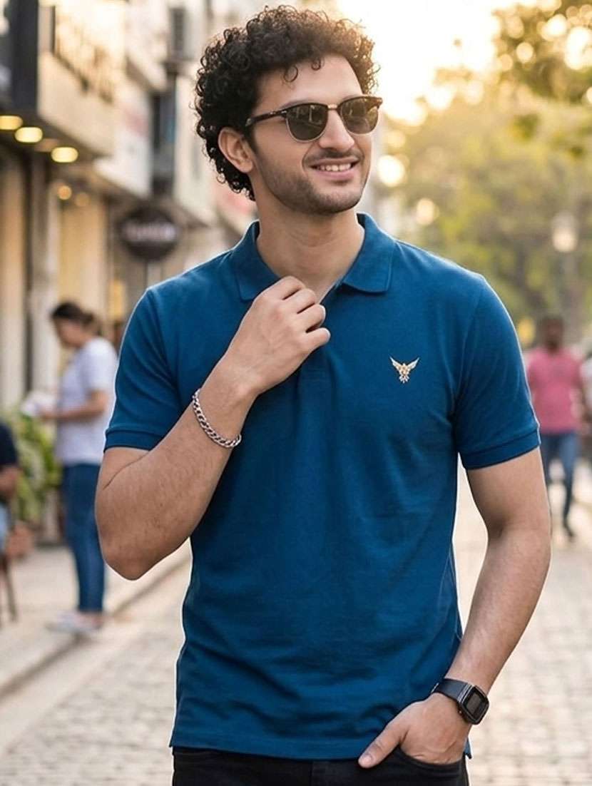 men solid short sleeve regular fit polo t-shirt