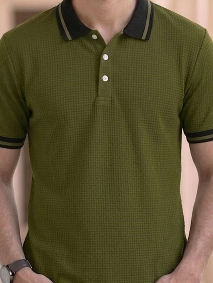 men textured short sleeve regular fit polo t-shirt