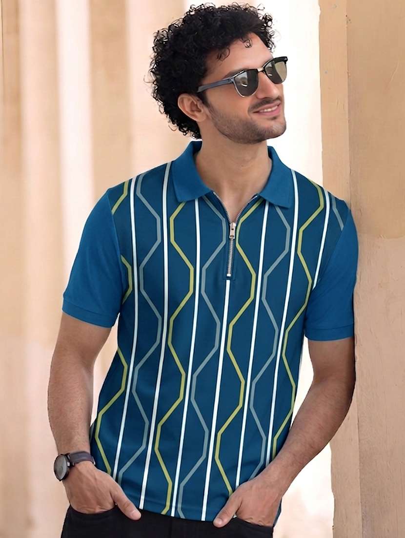 men printed short sleeves polo t-shirt