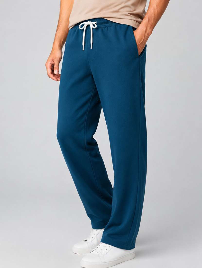 men solid mid rise regular fit track pant