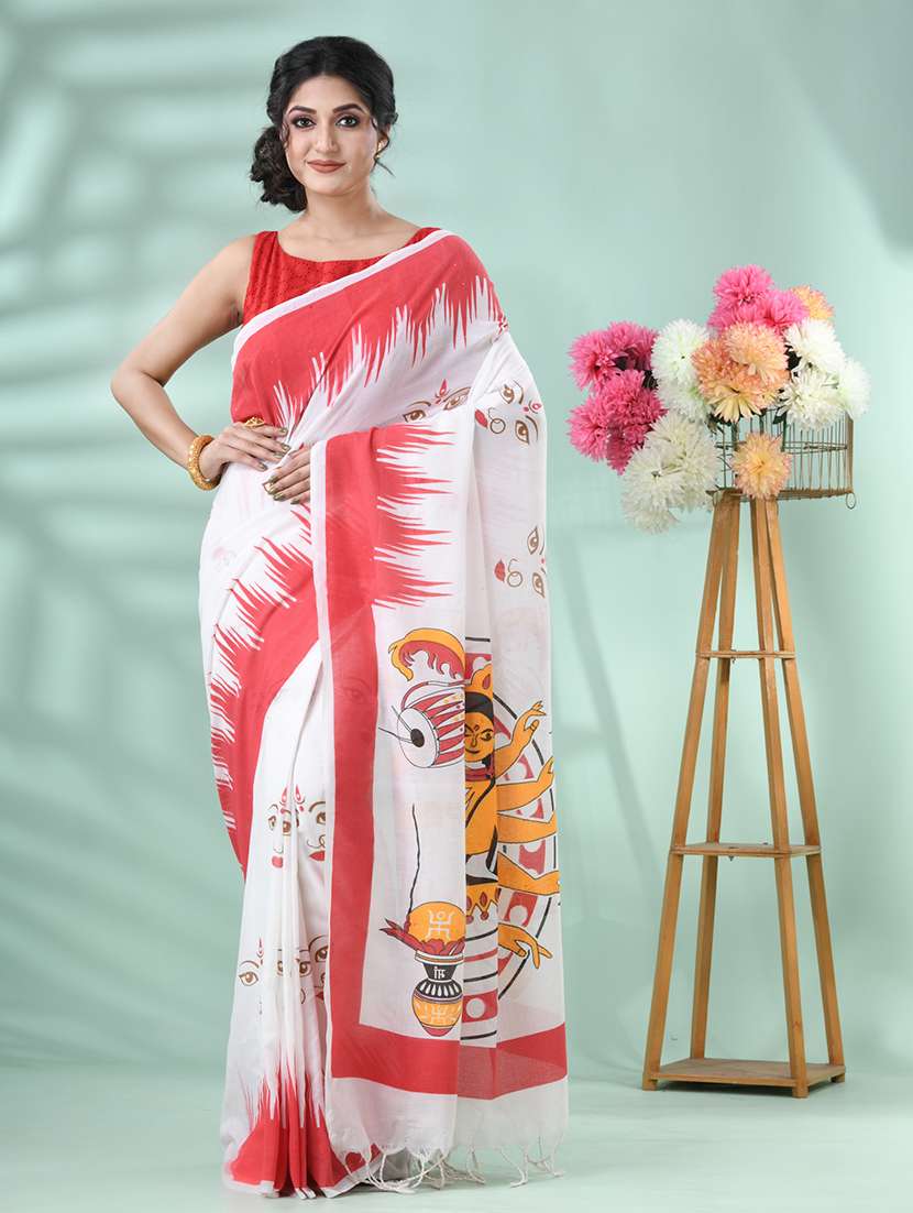 women printed handloom saree with blouse