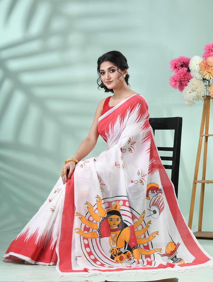 women printed handloom saree with blouse - 22569287 -  Standard Image - 5