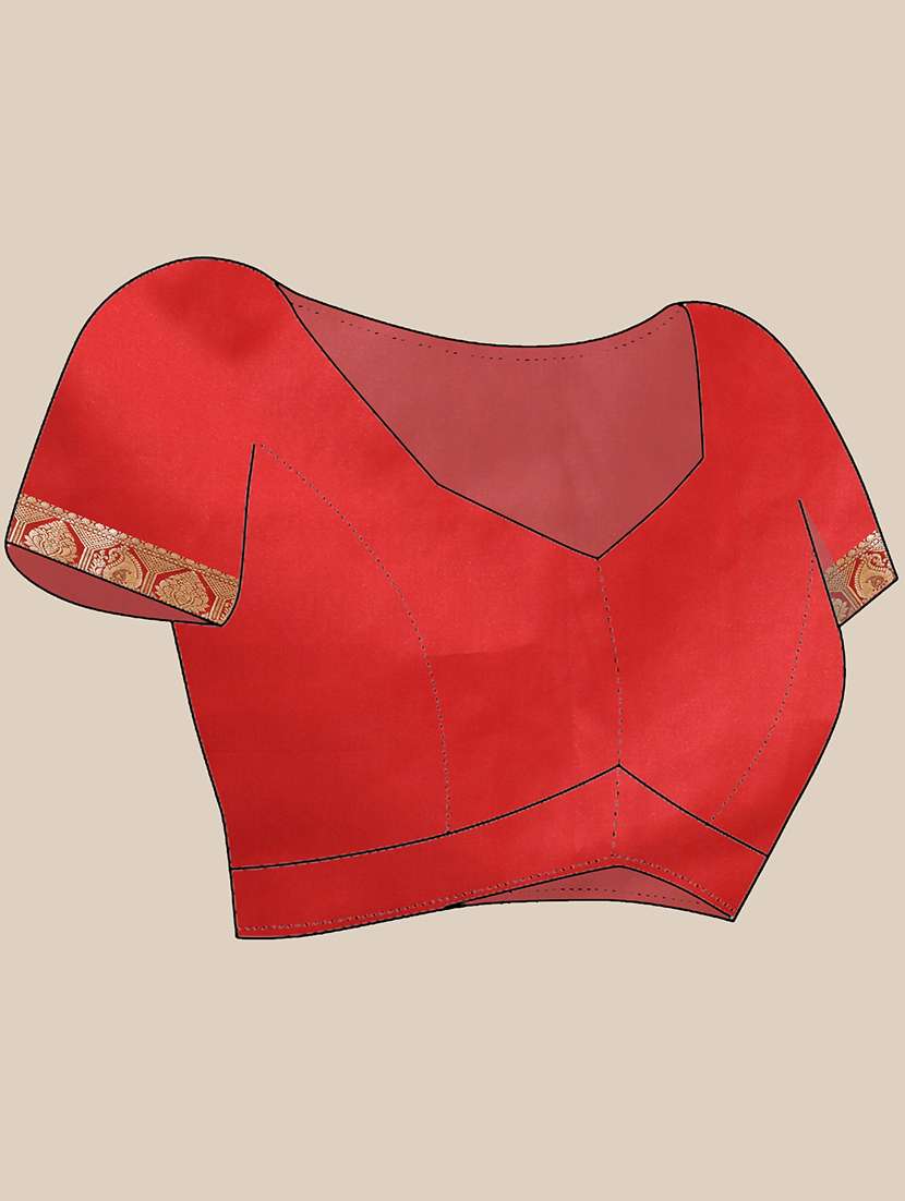 women solid with bordered saree with blouse - 22569698 -  Standard Image - 5