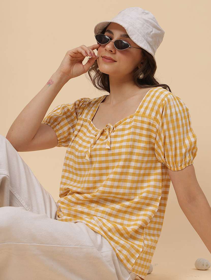 women printed puff sleeves regular top