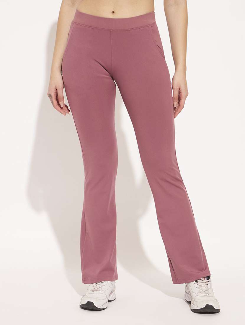 women solid high rise yoga pant