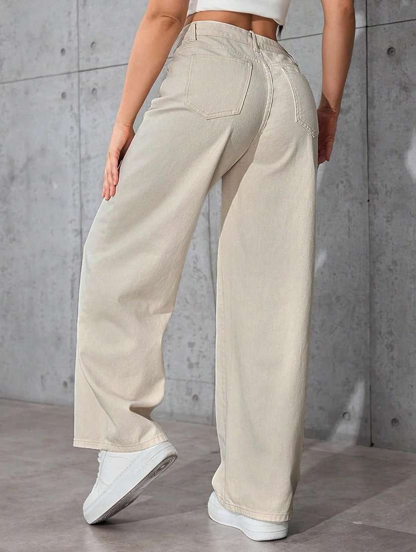 women solid high rise baggy jeans - 22570286 -  Standard Image - 3