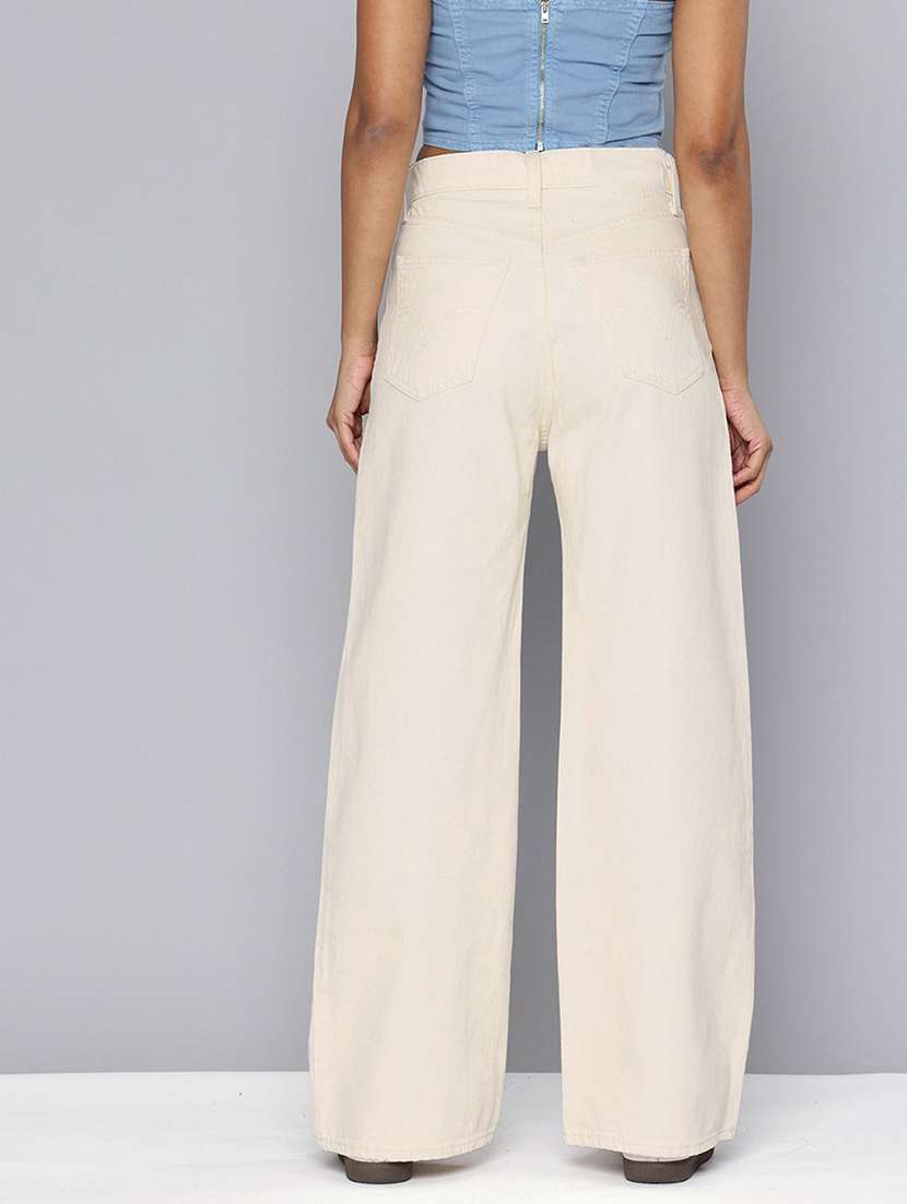 women solid high rise wide leg jeans - 22570290 -  Standard Image - 3